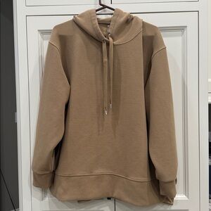 Calia By Carrie Underwood Ottoman Side Slit Oversized Women's Tan Hoodie Size XL
